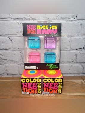 NeeDoh Nice Ice Baby of 4 And Color Change Squishy Bundle